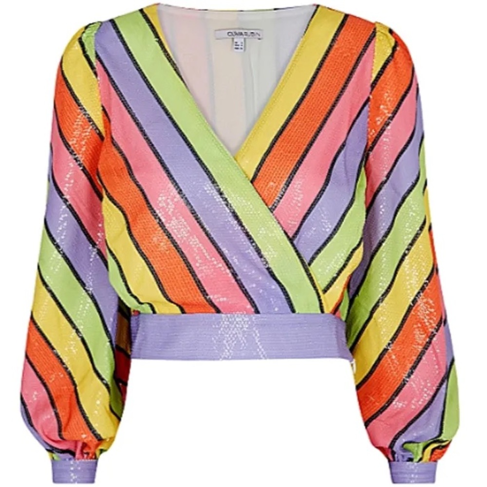 Olivia Rubin Kendall Sequin Top in Resort Stripe